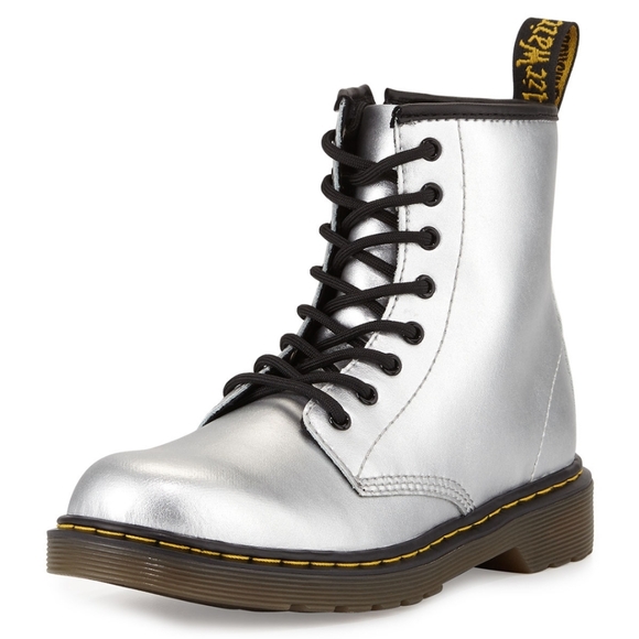 Dr. Martens Other - Dr. Martens metallic silver zip up Delaney boots